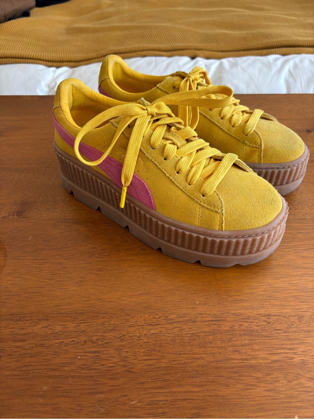 Puma x FENTY Yellow Suede Platform Sneakers